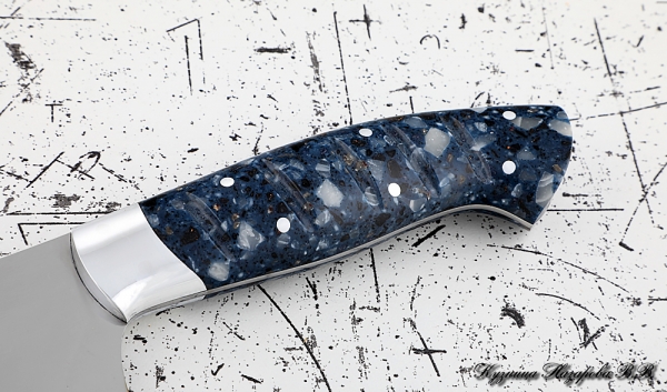 Кухонный нож Шеф № 14 сталь 95Х18 рукоять акрил синий