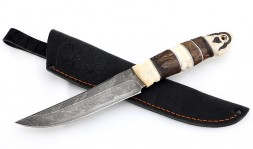 Knife Elephant Damascus laminated Karelian birch elk horn
