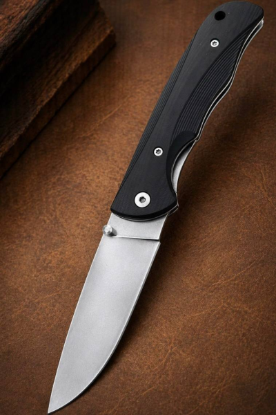 Складной нож "Сова" сталь х12мф, накладки G10 черные с клипсой  