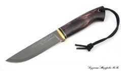 Knife Taiga steel wootz steel handle Karelian birch (purple)
