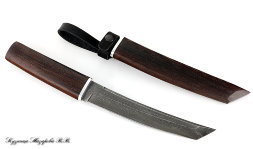 Нож Танто большой  дамаск дольной венге деревянные ножны