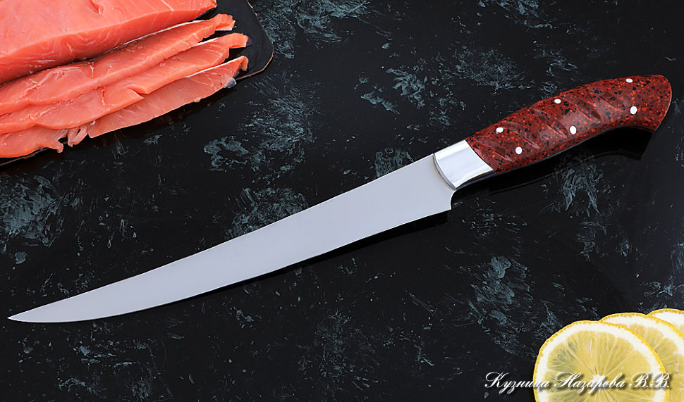 Нож Шеф № 7 сталь 95Х18 рукоять акрил красный