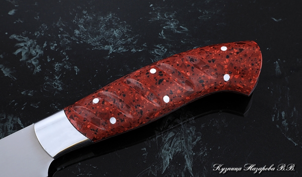 Knife Chef No. 7 steel 95h18 handle acrylic red