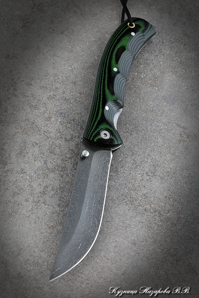 Folding knife Korsak steel H12MF lining mikarta green