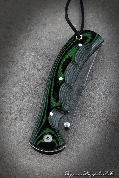 Folding knife Korsak steel H12MF lining mikarta green