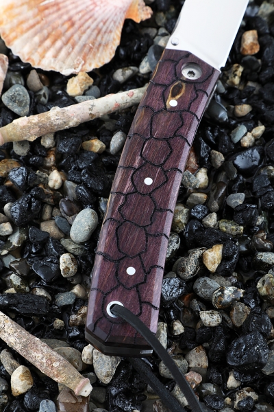Folding Camping knife steel Elmax handle Karelian birch (purple) (Coutellia)