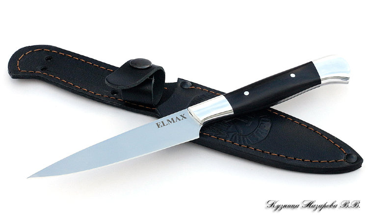 Chef Knife No.8 Elmax all-metal black hornbeam duralumin