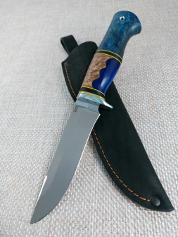 Нож Варан 95х18 гибрид карельская береза и акрил синий  (распродажа)  
