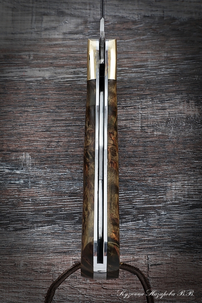 Нож складной Таежный сталь Elmax накладки стабилизированная карельская береза (коричневая)