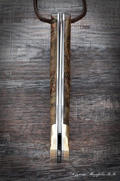 Нож складной Таежный сталь Elmax накладки стабилизированная карельская береза (коричневая)