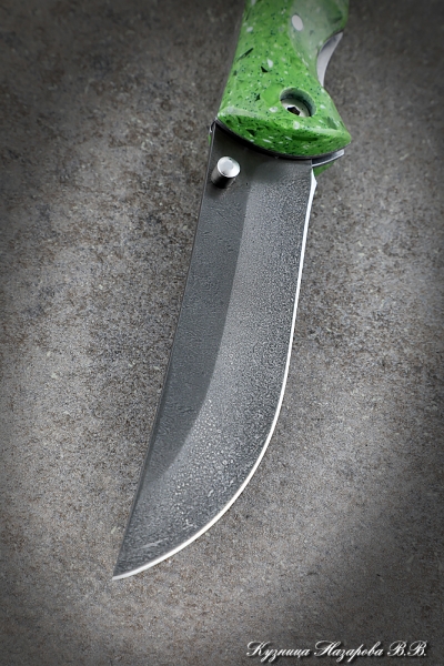 Folding Knife Korsak Steel H12MF Lining Acrylic Green
