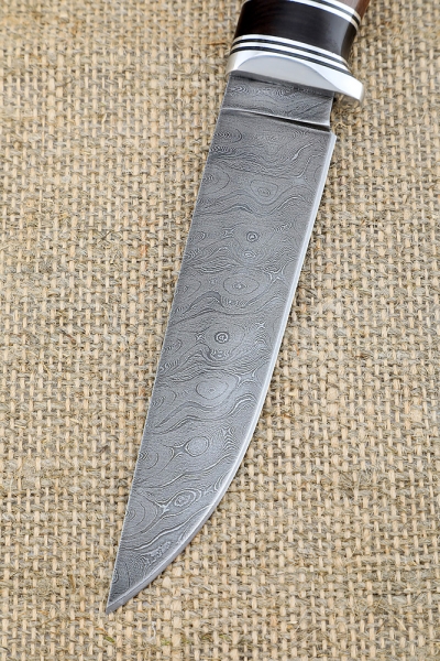 Knife Leopard Damascus handle black hornbeam rosewood