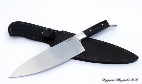 Кухонный нож Шеф-Повар №3 Elmax цельнометаллический черный граб-дюраль