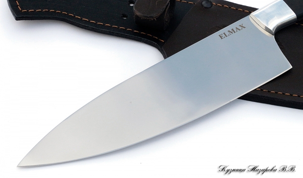 Кухонный нож Шеф-Повар №3 Elmax цельнометаллический черный граб-дюраль