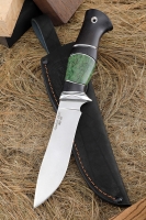 Нож Ангара Sandvik рукоять черный граб карельская береза зеленая