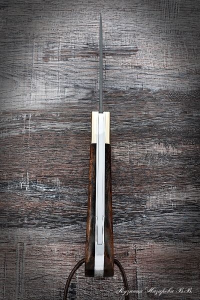 Нож складной Судак 2 сталь Булат накладки стабилизированная карельская береза (коричневая)