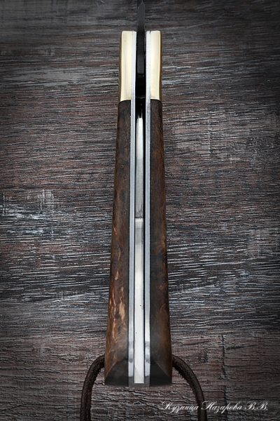 Folding knife Pike Perch 2 steel wootz steel lining stabilized Karelian birch (brown)