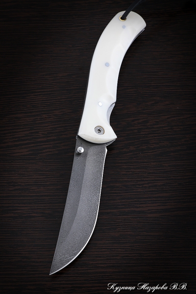 Нож складной Корсак сталь Х12МФ накладки акрил белый