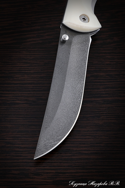 Нож складной Корсак сталь Х12МФ накладки акрил белый