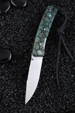 Нож складной Походный сталь Elmax рукоять карельская береза (зеленая) (Coutellia)