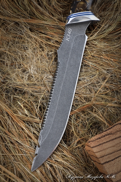 Нож Рыбак-2 К340 карельская береза коричневая искусственный камень с крючком