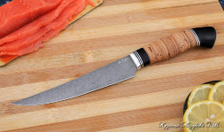 Нож Шеф № 5 сталь К340 рукоять береста черный граб