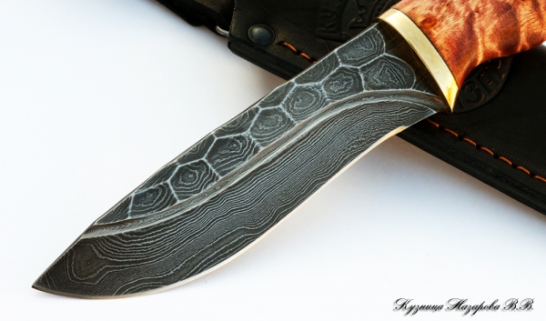 Knife Gyrfalcon Damascus stone Karelian birch