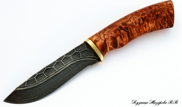 Knife Gyrfalcon Damascus stone Karelian birch