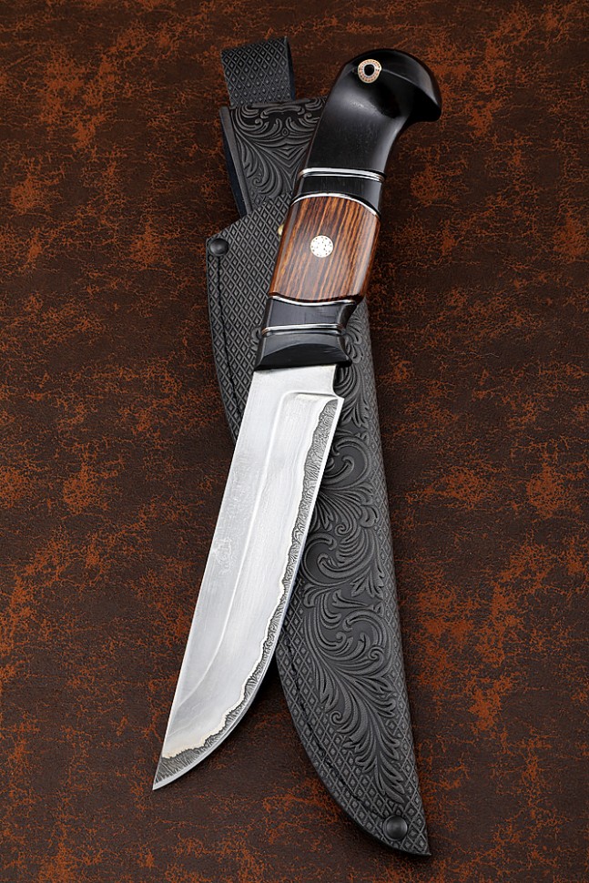 Knife Gadfly 2 Damascus laminated black hornbeam iron wood carbon