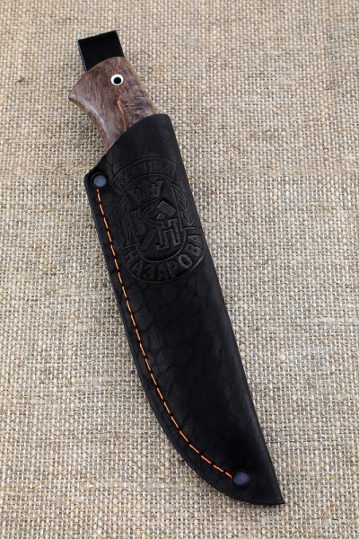 Knife Hedgehog Damascus handle black hornbeam Karelian birch brown