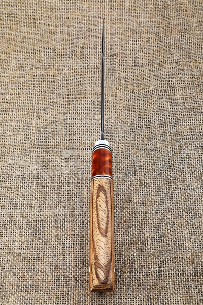 Boar knife bearing steel handle zebrano acrylic