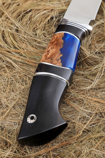 Knife Bars Sandvik handle black hornbeam Karelian birch acrylic blue