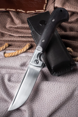 Нож Складной на подшипнике Пчак сталь RWL-34, накладки черный граб (NEW)