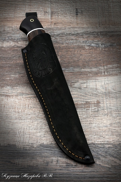 Нож охотничий Боец дамаск черный граб венге (надпись)