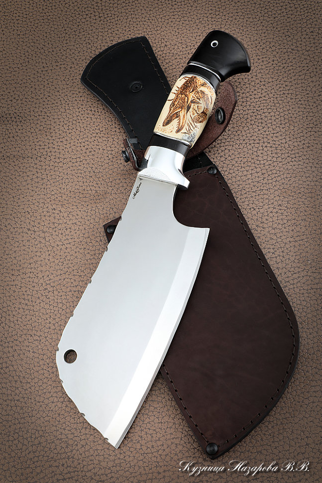 Тяпка Малая Elmax рукоять рог лося черный граб