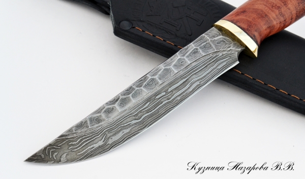 Gadfly knife: Damascus steel-stone, bubinga