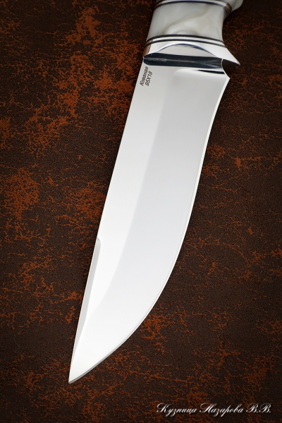 Нож Оса 95х18 карельская береза коричневая акрил белый