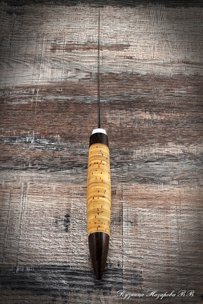 Нож Касатка малая филейный дамаск береста (надпись)