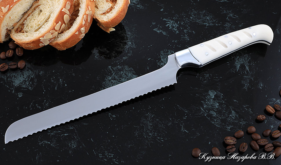 Кухонный нож Шеф № 15 сталь 95Х18  рукоять акрил белый