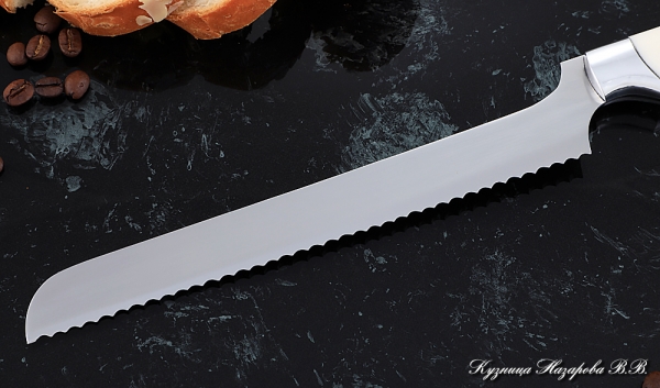 Кухонный нож Шеф № 15 сталь 95Х18  рукоять акрил белый