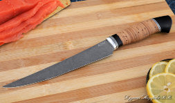 Нож Шеф № 6 сталь К340 рукоять береста черный граб