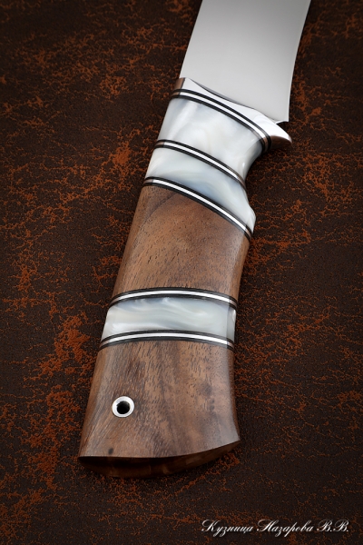 Нож Оса М390 карельская береза коричневая акрил белый