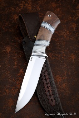 Нож Оса М390 карельская береза коричневая акрил белый