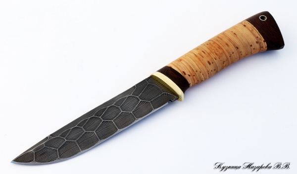 Knife Boar Damascus full stone birch bark
