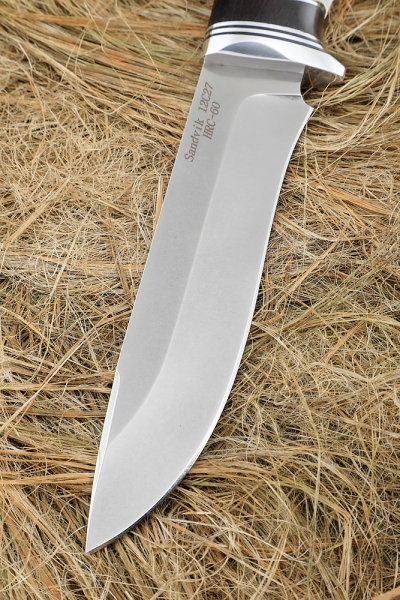 Нож Варан Sandvik рукоять черный граб карельская береза акрил белый