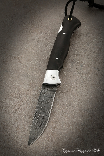 Folding knife Wolf steel damascus lining black hornbeam