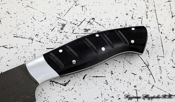 Кухонный нож Шеф № 8 сталь Х12МФ рукоять акрил черный