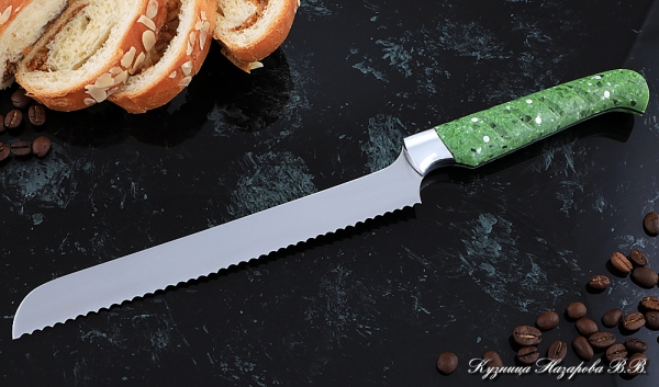 Кухонный нож Шеф № 15 сталь 95Х18  рукоять акрил зеленый