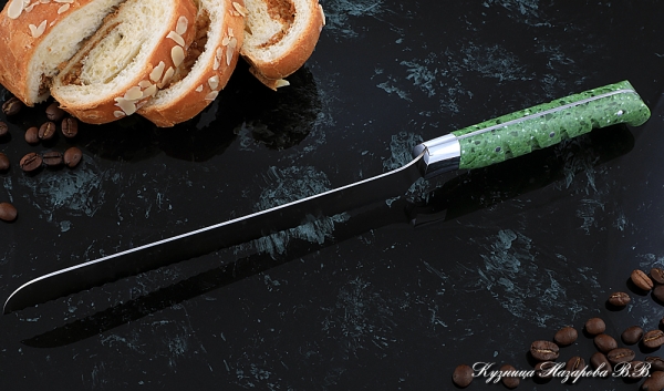 Кухонный нож Шеф № 15 сталь 95Х18  рукоять акрил зеленый