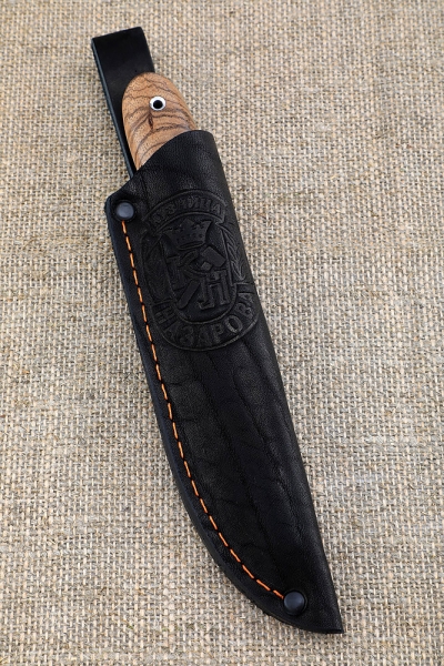 Knife Weasel Damascus handle black hornbeam zebrano